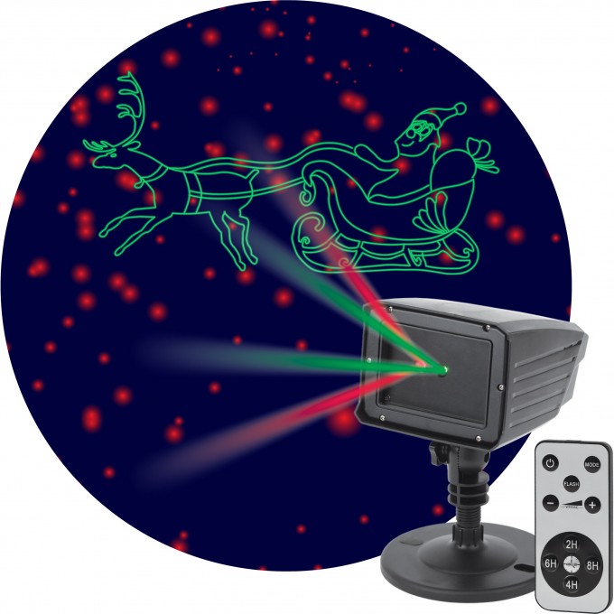 Проектор ЭРА LASER ДЕД МОРОЗ мультирежим 2 цвета 220В IP44 ENIOP-02 Б0041643 B0041643